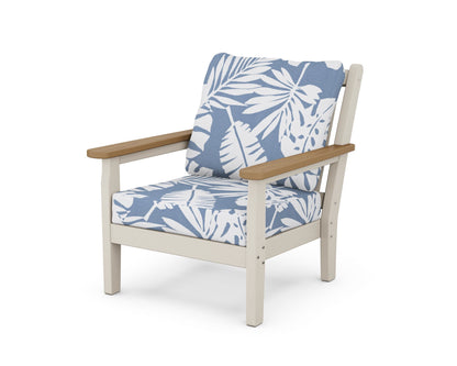 POLYWOOD® Chippendale Deep Seating Chair in Sand / Natural / Leaf Sky Blue