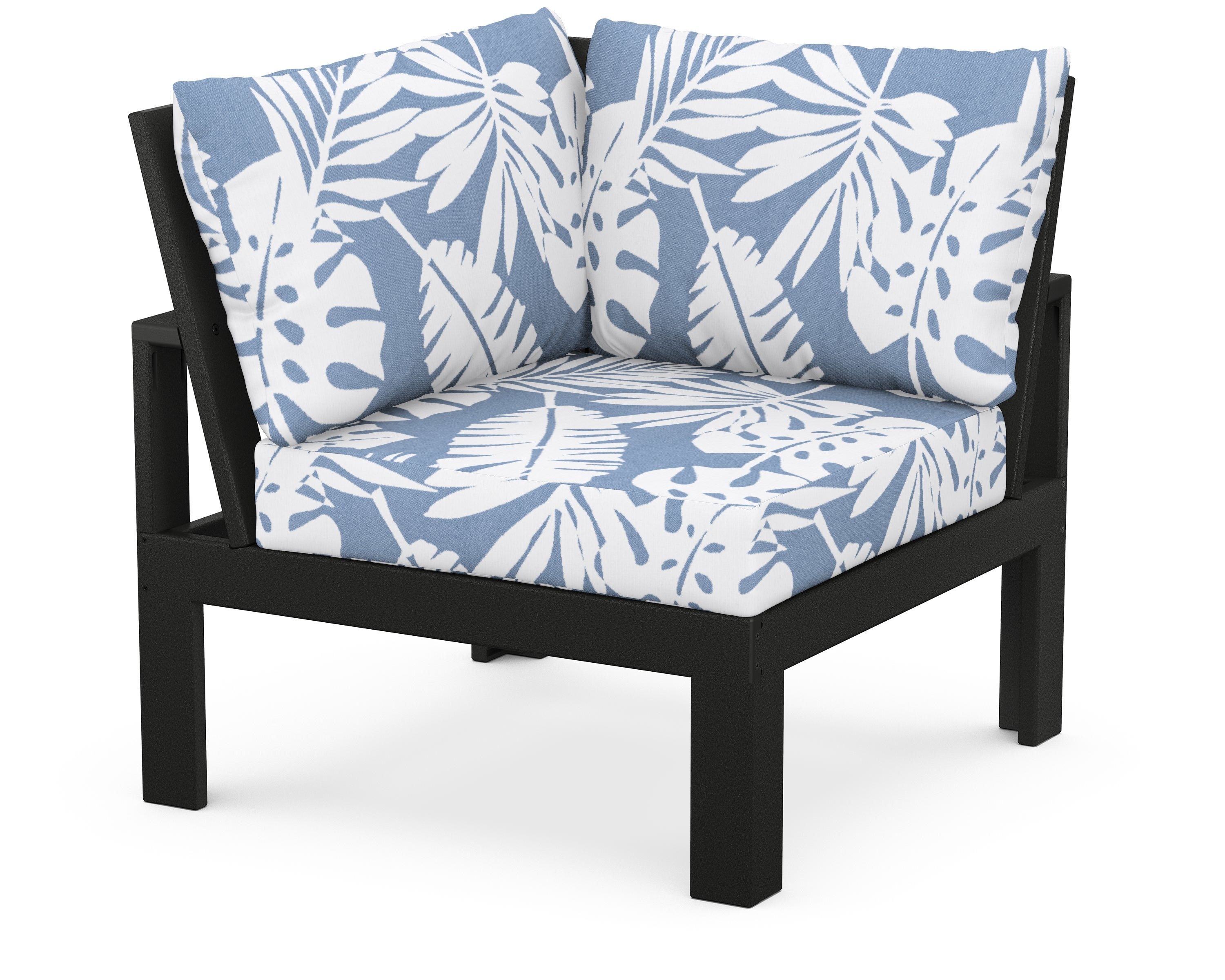 Unbranded Modular Corner Chair in Black / Leaf Sky Blue