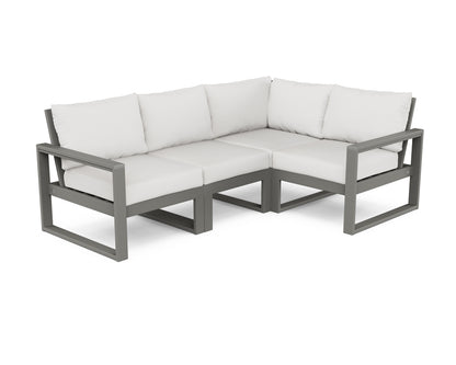 POLYWOOD® EDGE 4-Piece Modular Deep Seating Set in Slate Grey / Natural Linen