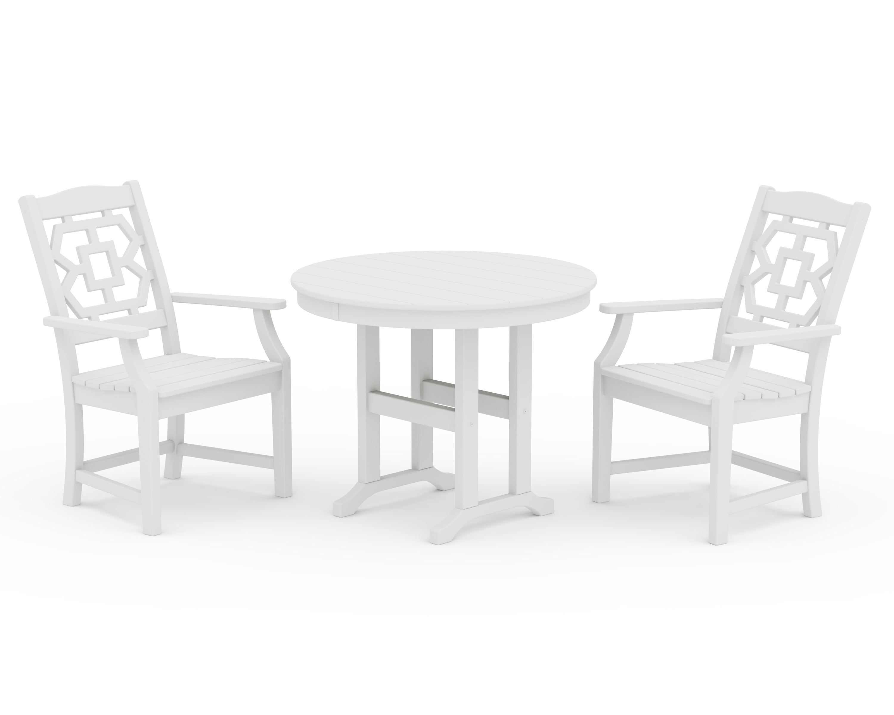 Martha Stewart by POLYWOOD® Chinoiserie 3-Piece Farmhouse Dining Set in White