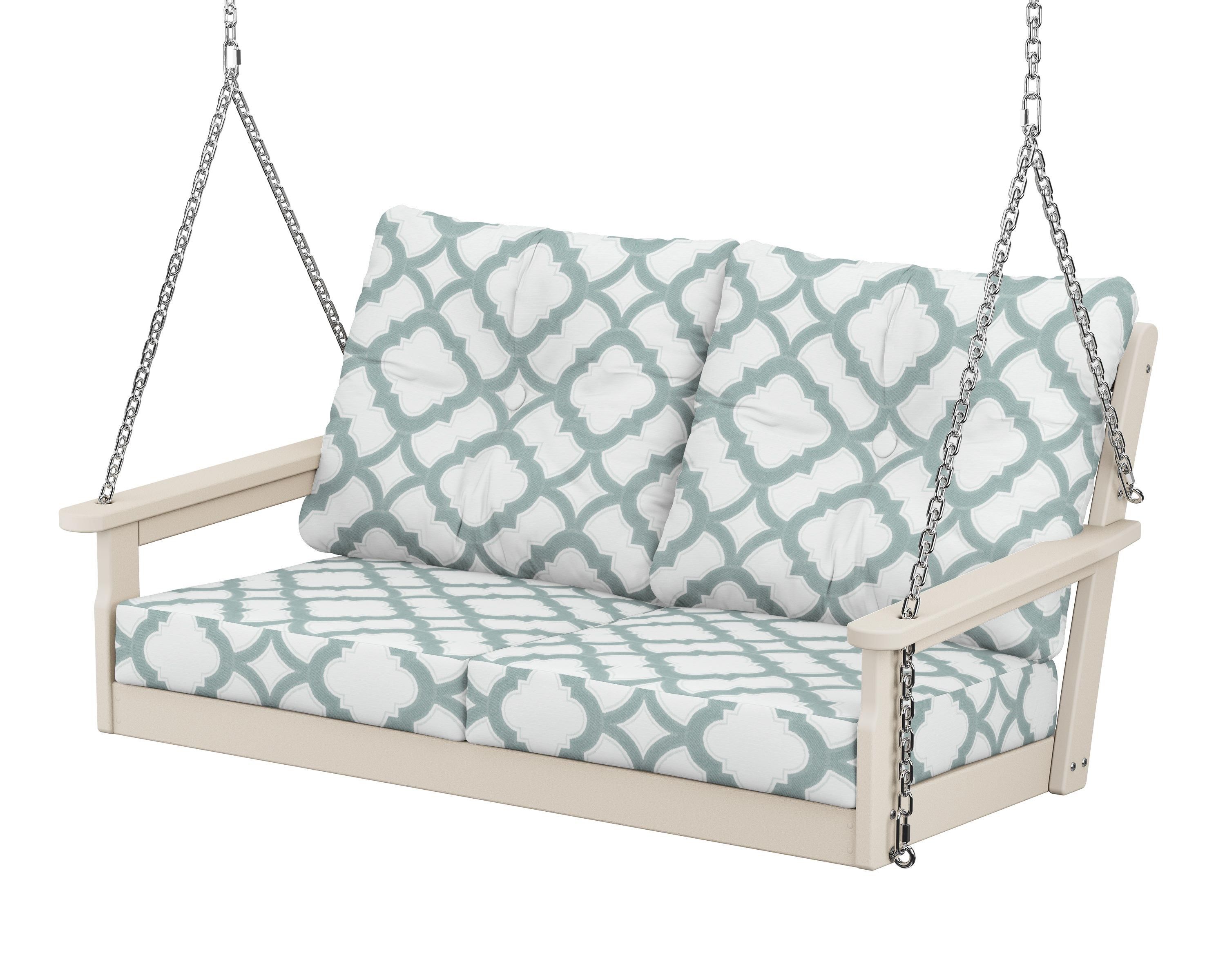 POLYWOOD® Vineyard Deep Seating Swing in Sand / Trellis Glacier Spa