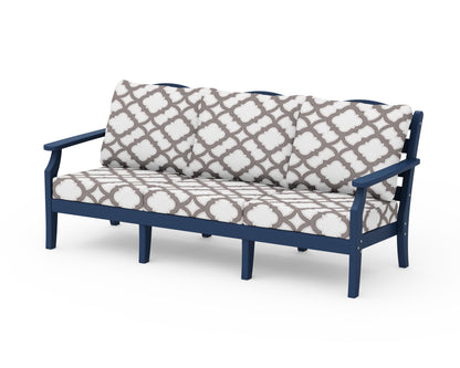 Draper James™ by  POLYWOOD® Savannah Deep Seating Sofa in Navy / Trellis Grey Mist