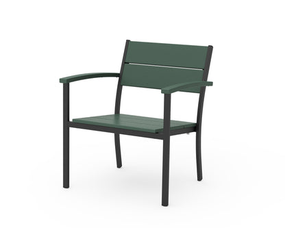 POLYWOOD® Main Street Stacking Lounge Arm Chair in Black / Green