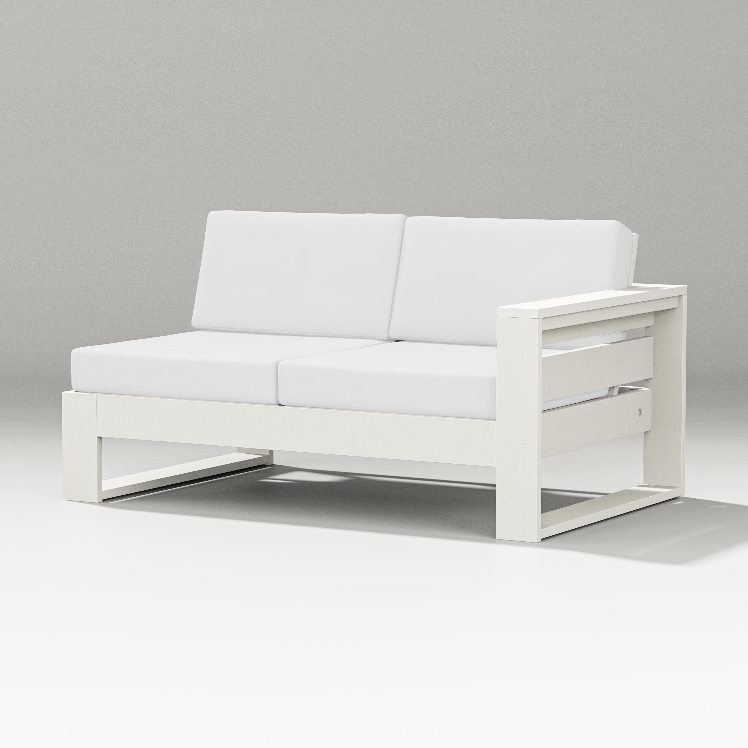PW Designer Series Latitude Modular Right Arm Loveseat in Vintage White / Natural
