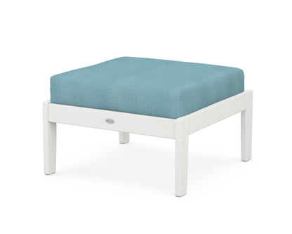 POLYWOOD® Braxton Deep Seating Ottoman in Vintage White / Lattice Sky Blue