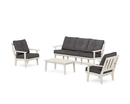 POLYWOOD® Oxford 4-Piece Deep Seating Set with Sofa in Sand / Ash Charcoal