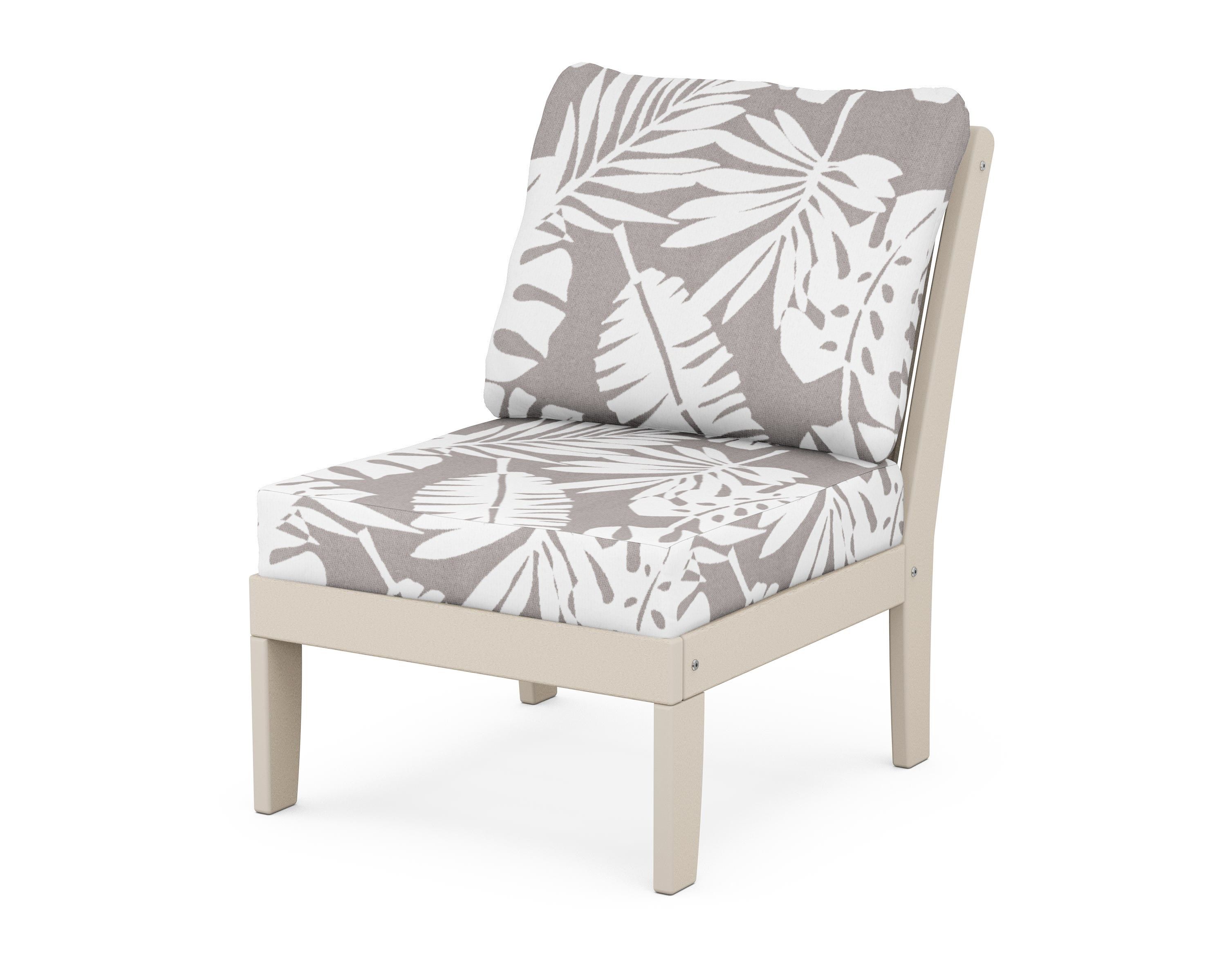 POLYWOOD® Braxton Modular Armless Chair in Sand / Leaf Grey Mist
