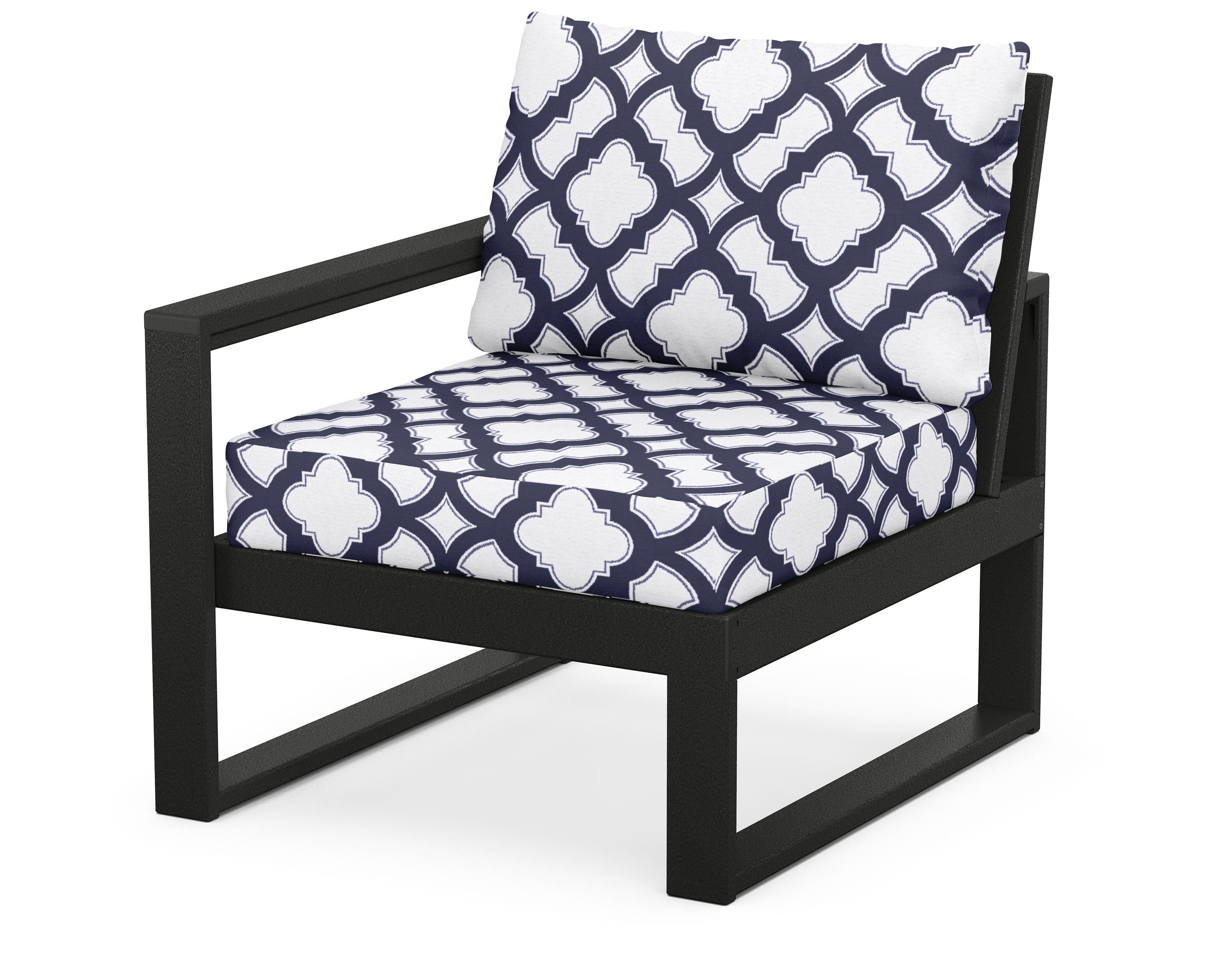 POLYWOOD® EDGE Modular Left Arm Chair in Black / Trellis Navy