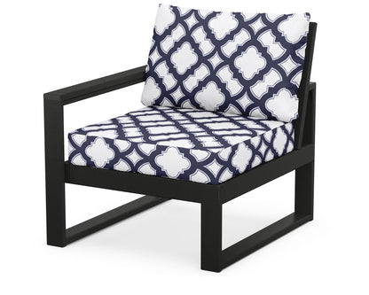 POLYWOOD® EDGE Modular Left Arm Chair in Black / Trellis Navy