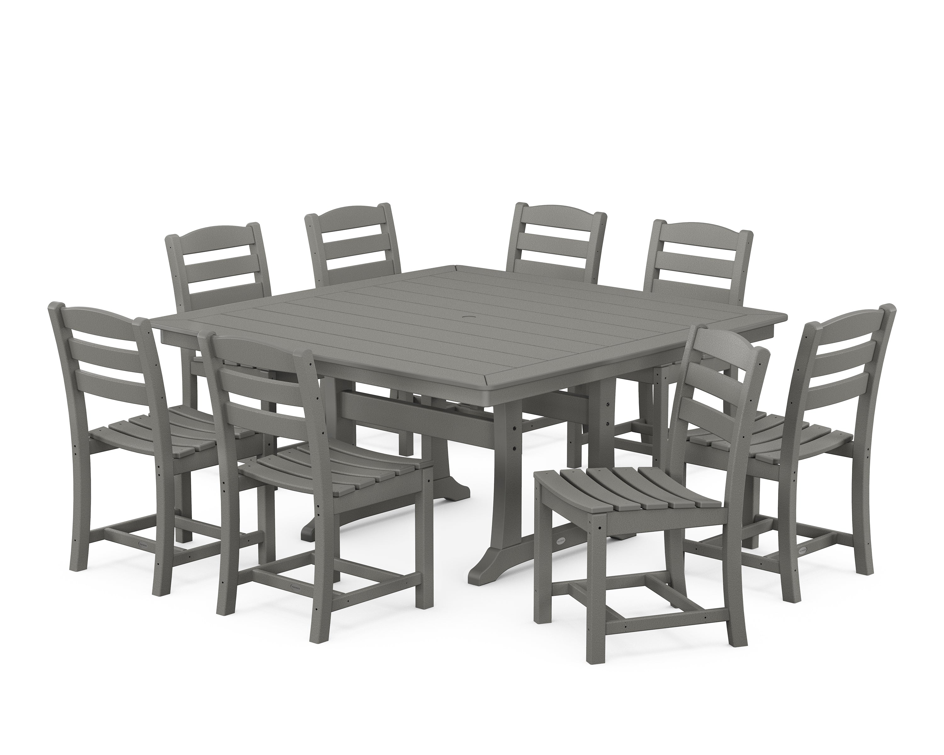 POLYWOOD® La Casa Café 9-Piece Nautical Trestle Dining Set in Slate Grey