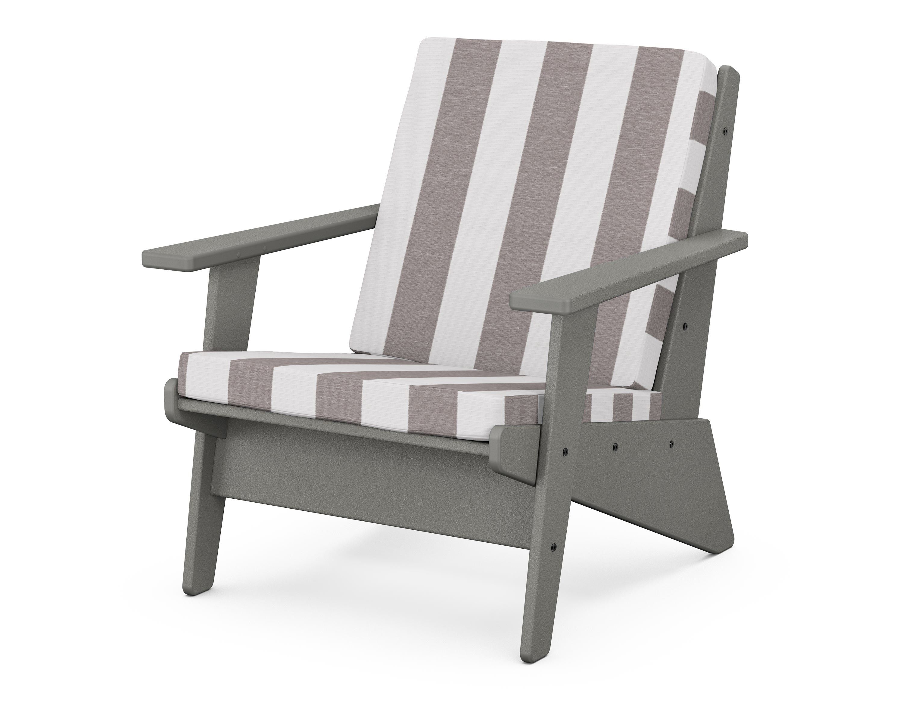 POLYWOOD® Riviera Modern Lounge Chair in Slate Grey / Cabana Stripe Grey Mist