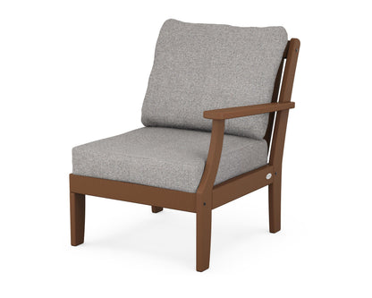 POLYWOOD® Braxton Modular Right Arm Chair in Teak / Grey Mist