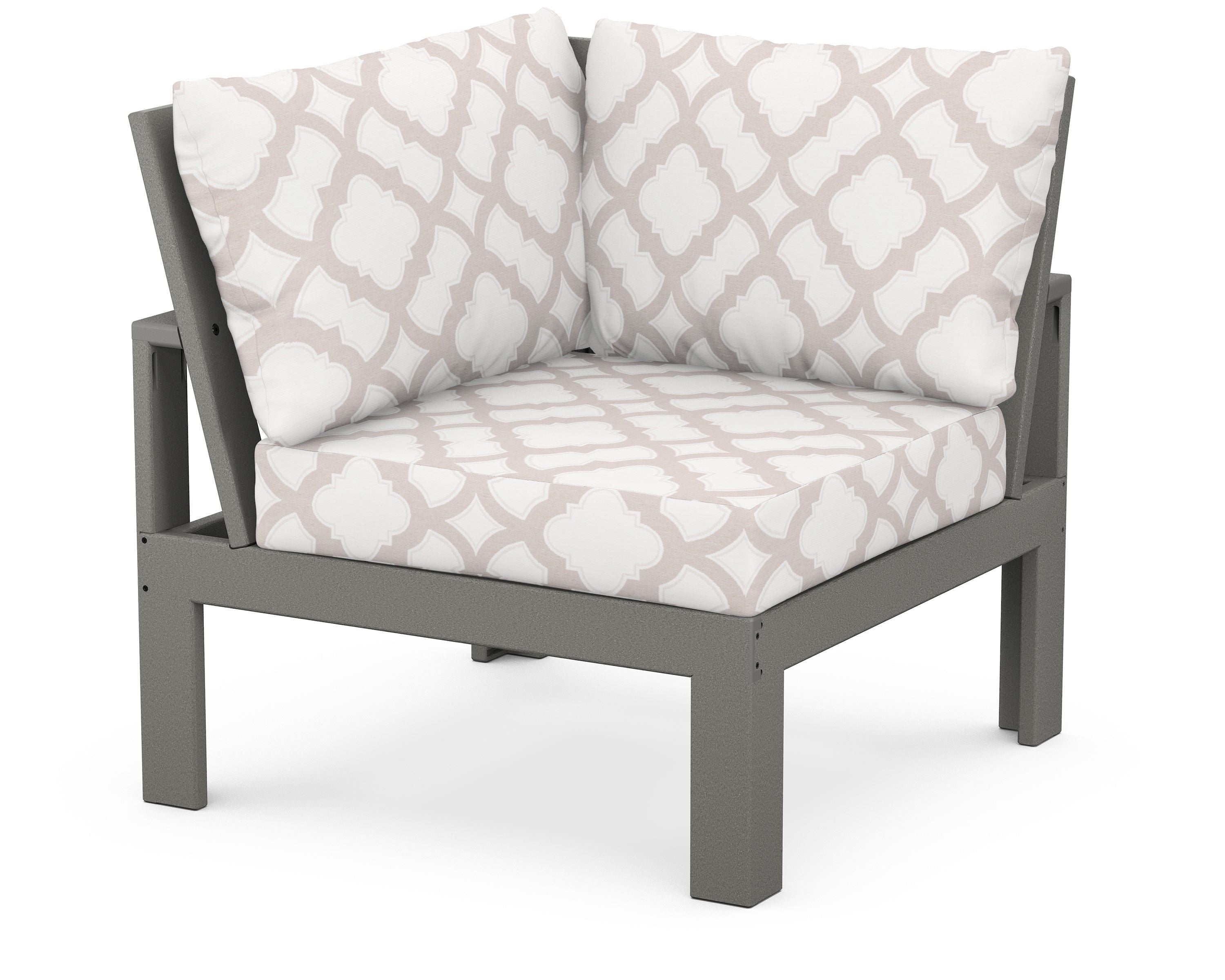 Unbranded Modular Corner Chair in Slate Grey / Trellis Dune Burlap