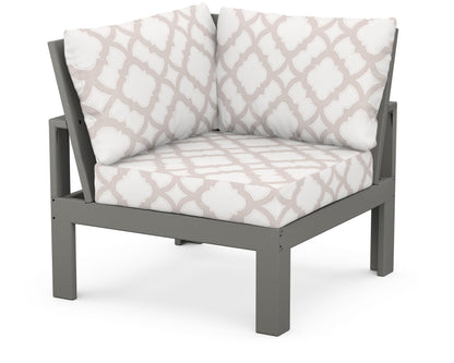 Unbranded Modular Corner Chair in Slate Grey / Trellis Dune Burlap