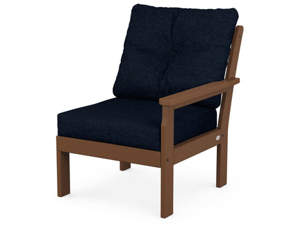 POLYWOOD® Vineyard Modular Right Arm Chair in Teak / Marine Indigo