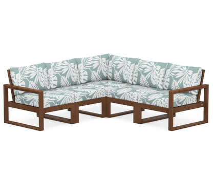 POLYWOOD® EDGE 5-Piece Modular Deep Seating Set in Teak / Leaf Glacier Spa