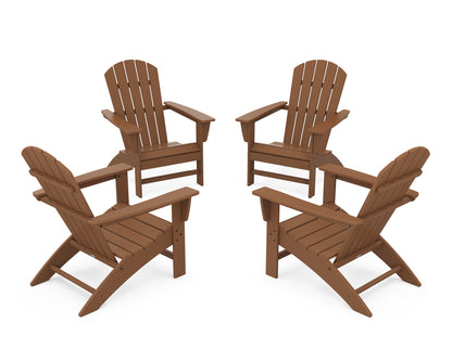 POLYWOOD® Nautical 4-Piece Adirondack Conversation Set in Teak