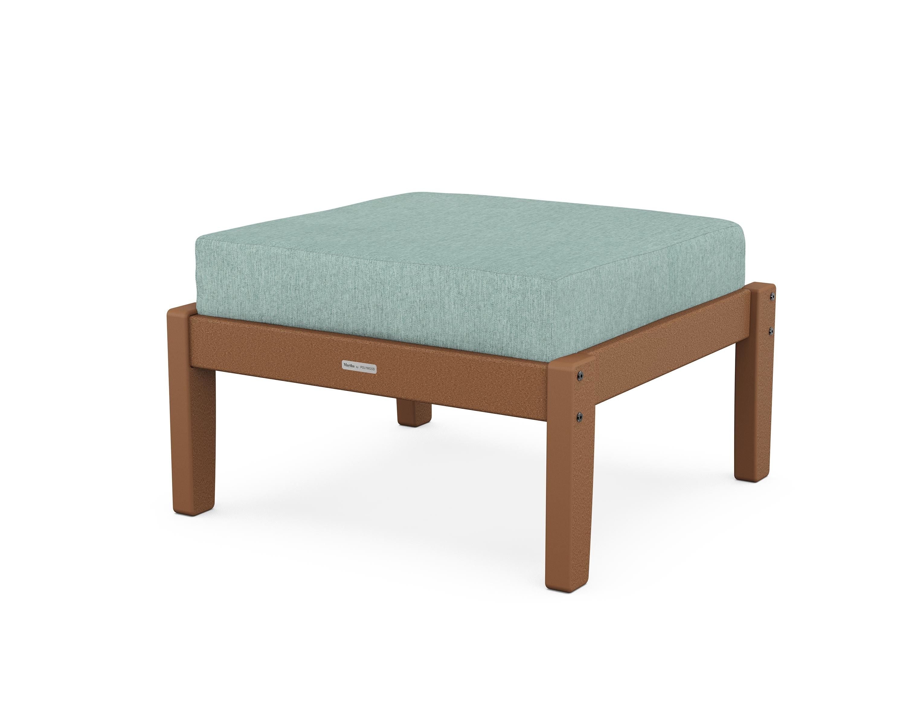 Martha Stewart by POLYWOOD® Chinoiserie Deep Seating Ottoman in Teak / Glacier Spa