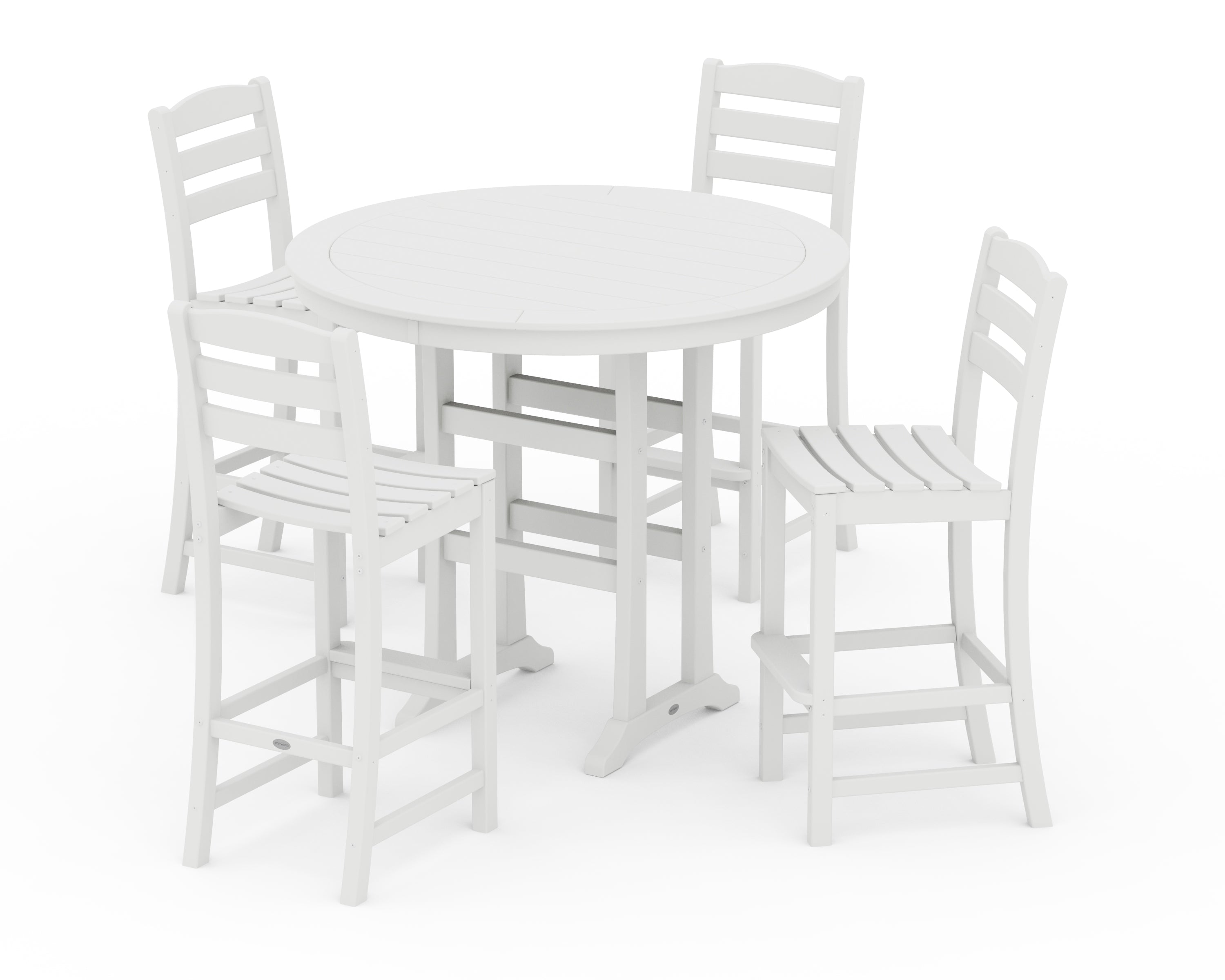 POLYWOOD® La Casa Café 5-Piece Side Chair Bar Dining Set in White