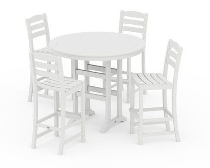 POLYWOOD® La Casa Café 5-Piece Side Chair Bar Dining Set in White