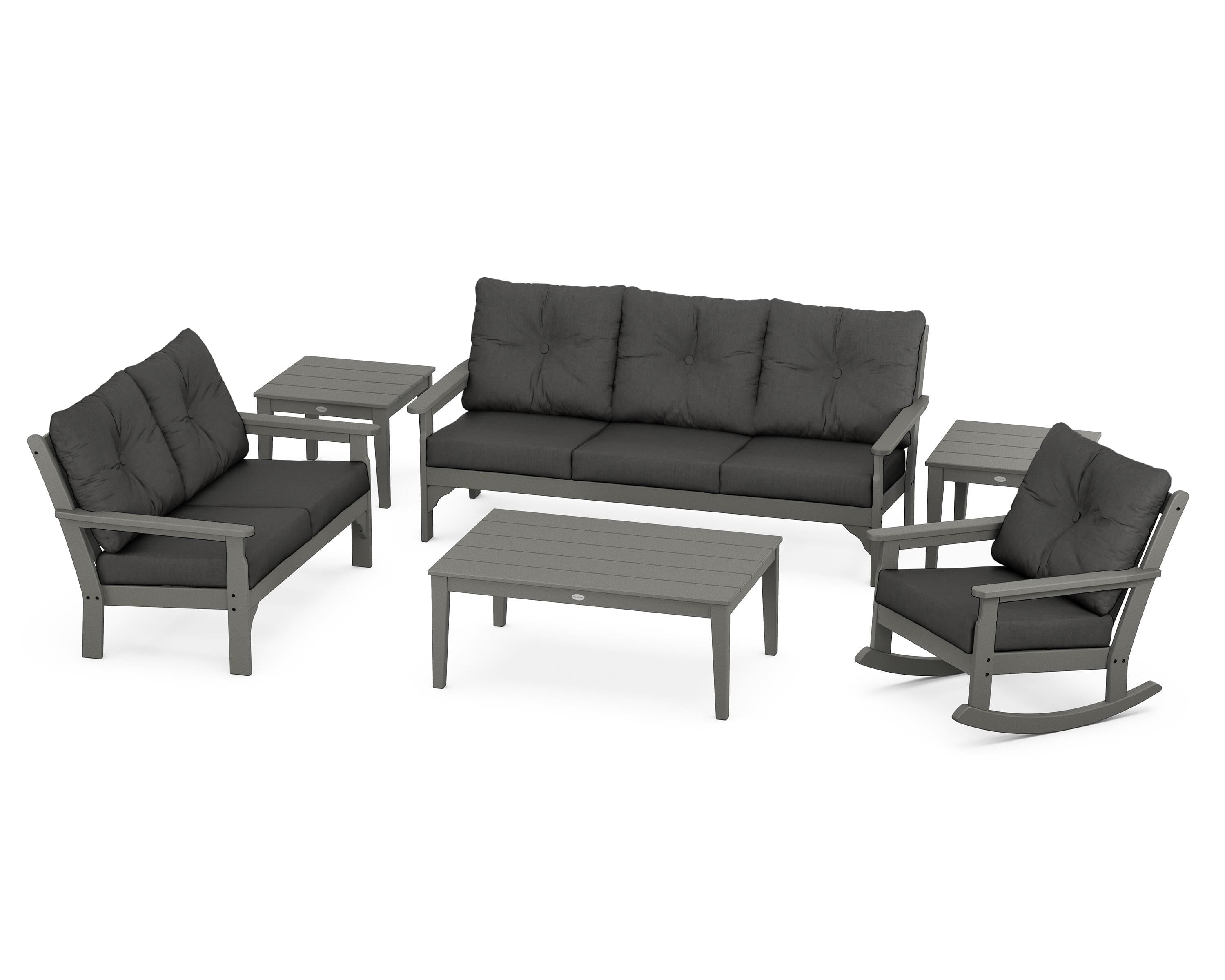 POLYWOOD® Vineyard 6-Piece Deep Seating Set in Slate Grey / Spectrum Carbon
