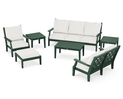 Country Living Wovendale 7-Piece Deep Seating Set in Green / Natural Linen