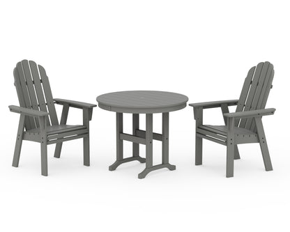 POLYWOOD® Vineyard Adirondack 3-Piece Round Dining Set in Slate Grey