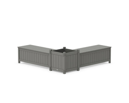 POLYWOOD® 48" Vineyard L- Shaped Planter Storage Bench Set- Large in Slate Grey