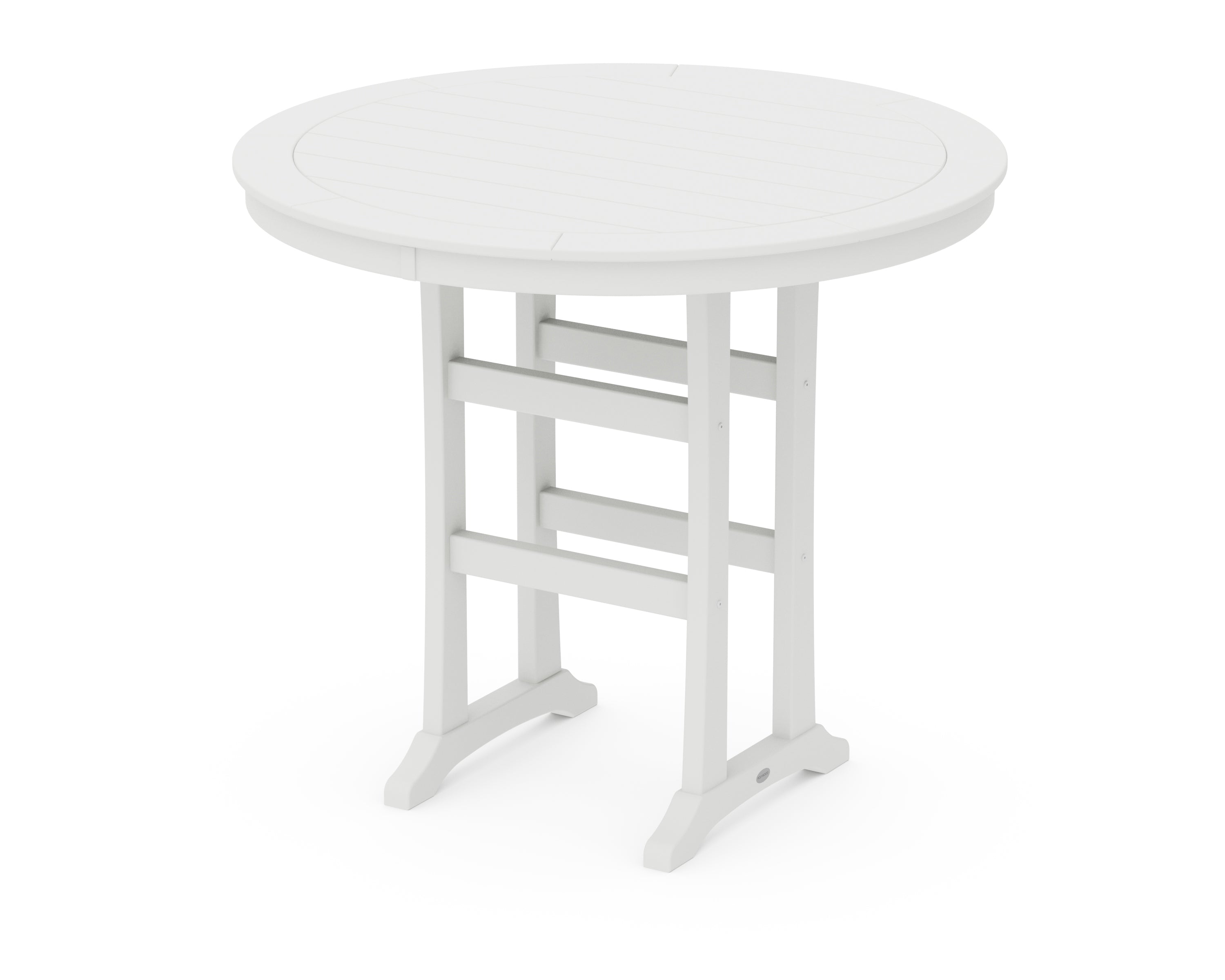 POLYWOOD® Nautical Round Bar Table w/ No Hole in White