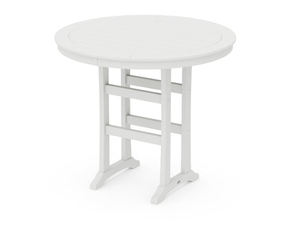 POLYWOOD® Nautical Round Bar Table w/ No Hole in White
