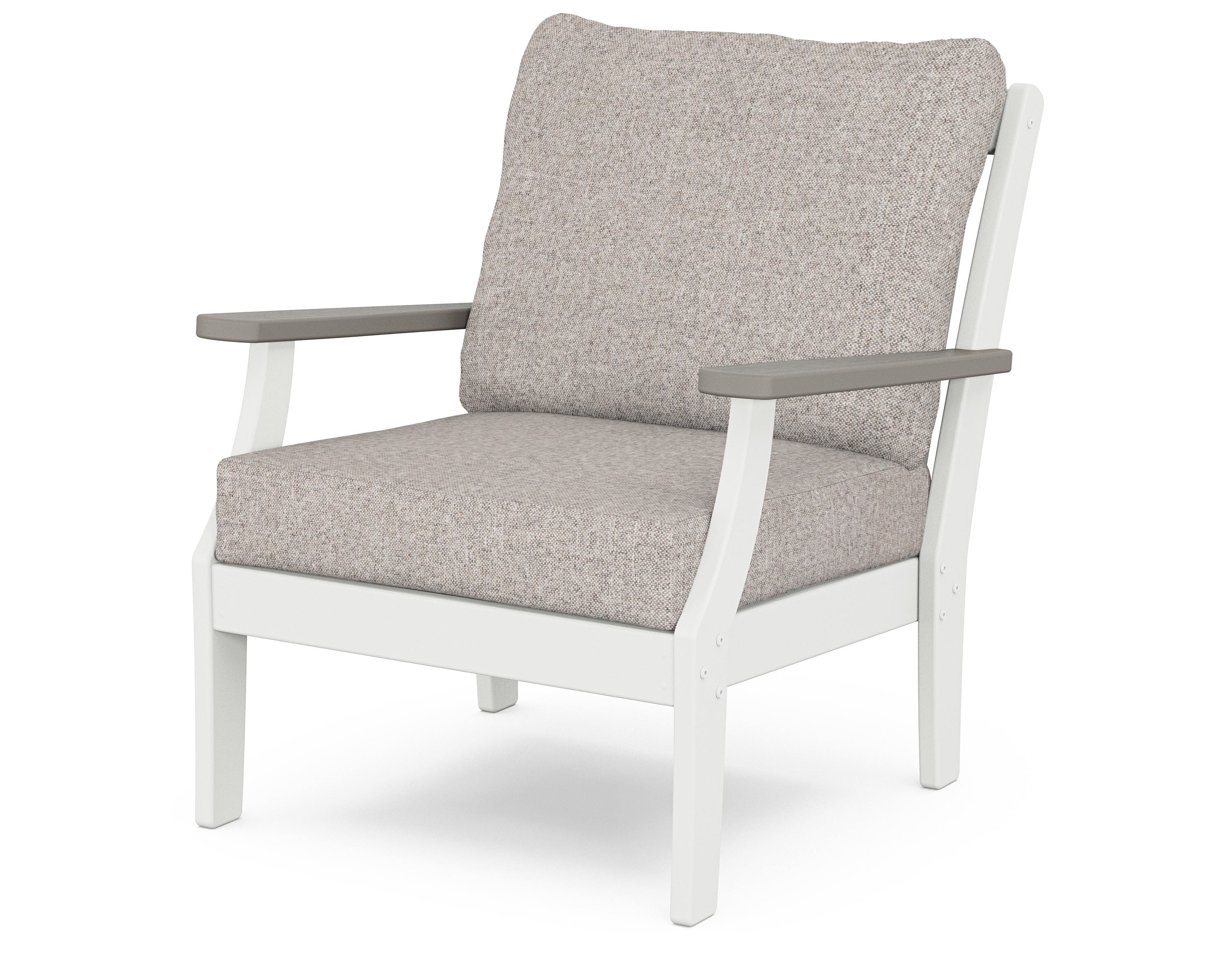 POLYWOOD® Braxton Deep Seating Chair in White / Driftwood / Weathered Tweed
