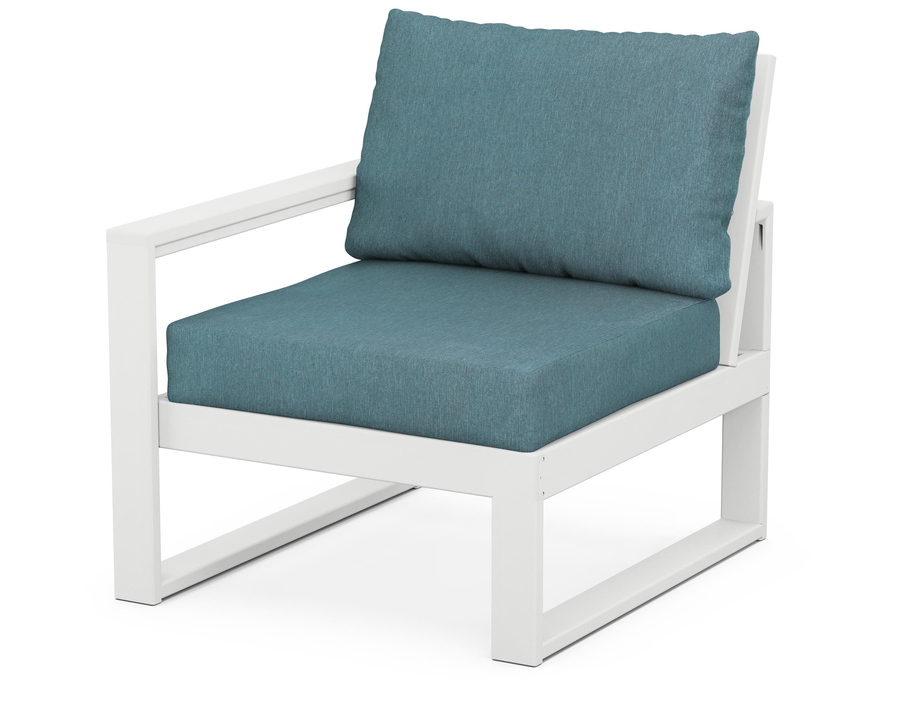 POLYWOOD® EDGE Modular Left Arm Chair in White / Ocean Teal