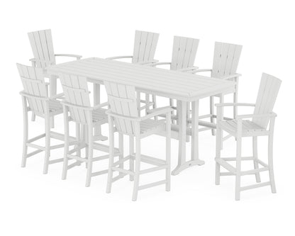 POLYWOOD® Quattro Adirondack 9-Piece Bar Set with Trestle Legs in White