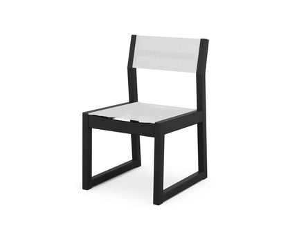POLYWOOD® Edge Sling Dining Side Chair - 2 Chairs in Black / White Sling