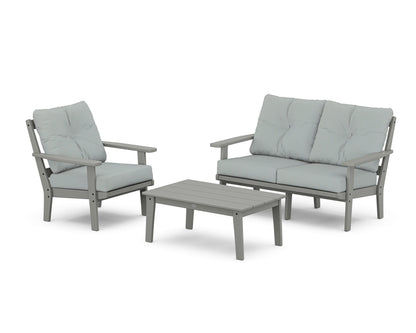 POLYWOOD® Prairie 3-Piece Deep Seating Set with Loveseat in Slate Grey / Spa