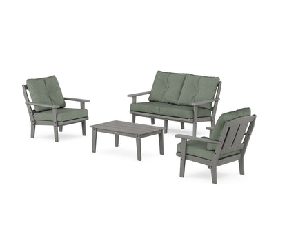 POLYWOOD® Mission 4-Piece Deep Seating Set with Loveseat in Slate Grey / Cast Sage
