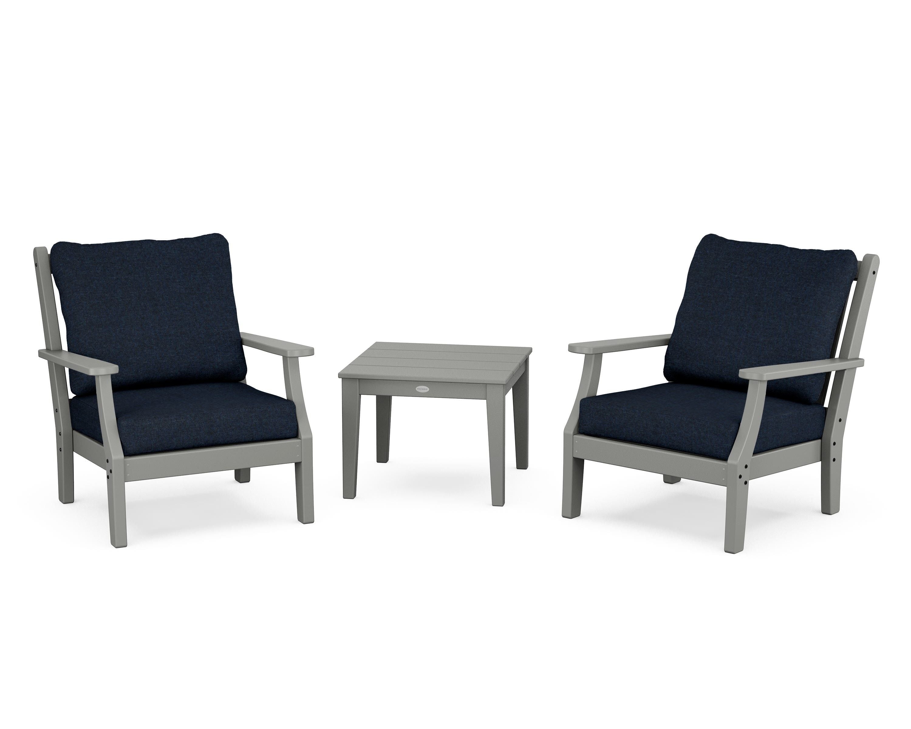 Country Living Wovendale 3-Piece Deep Seating Set in Slate Grey / Marine Indigo