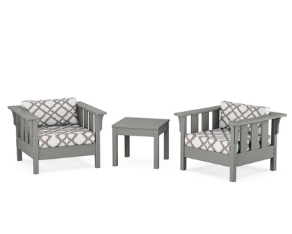 Martha Stewart by POLYWOOD® Acadia 3-Piece Deep Seating Set in Slate Grey / Trellis Grey Mist