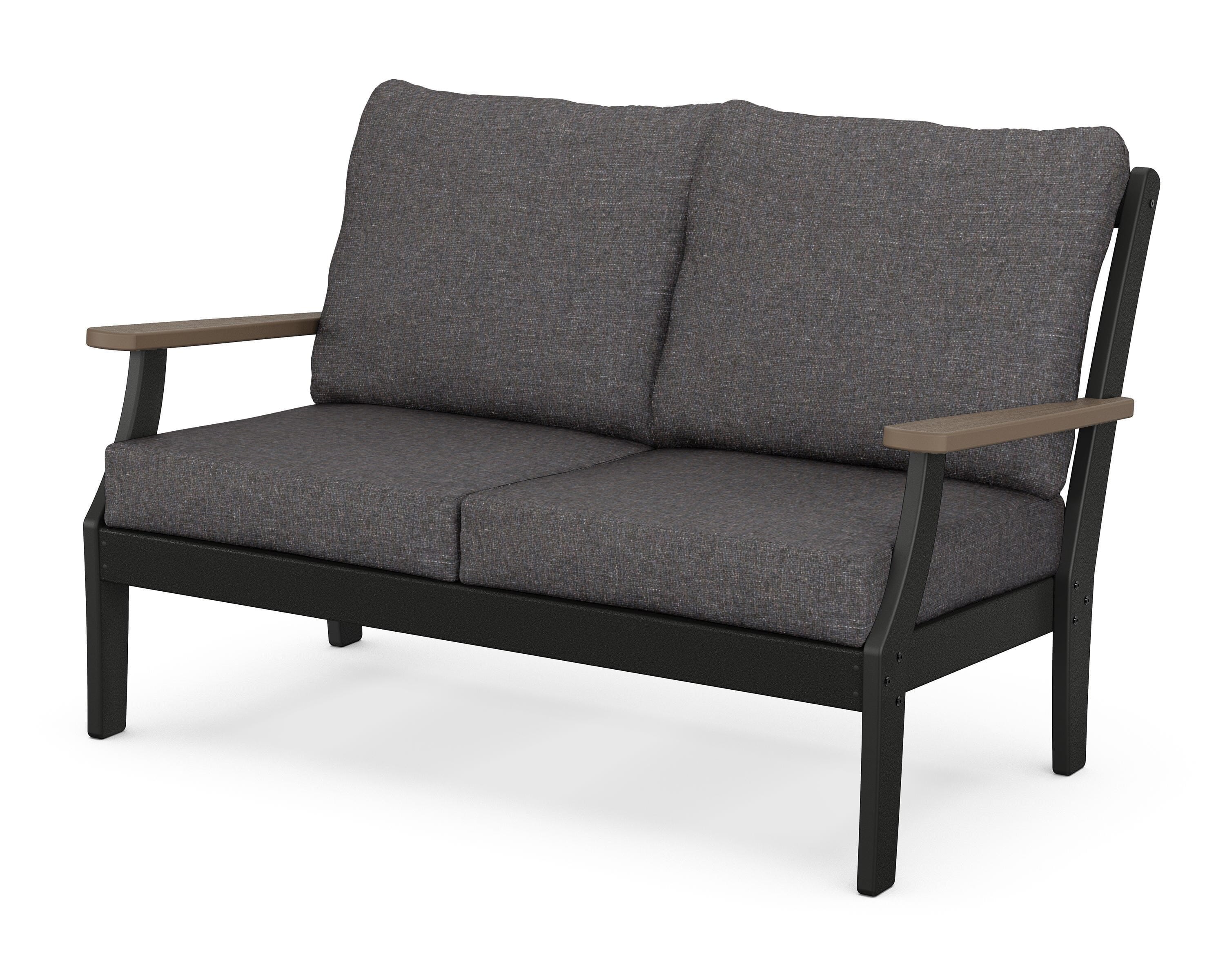 POLYWOOD® Braxton Deep Seating Loveseat in Black / Kona / Ash Charcoal