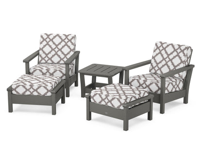 POLYWOOD® Harbour 5-Piece Deep Seating Chair Set in Slate Grey / Trellis Grey Mist