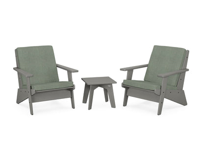 POLYWOOD® Riviera Modern Lounge 3-Piece Set in Slate Grey / Cast Sage