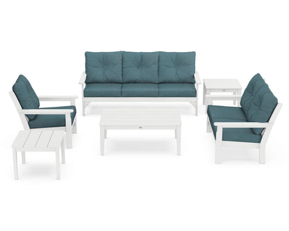 POLYWOOD® Vineyard 6-Piece Deep Seating Set in White / Ocean Teal