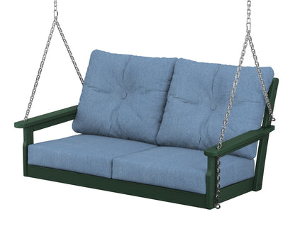 POLYWOOD® Vineyard Deep Seating Swing in Green / Sky Blue