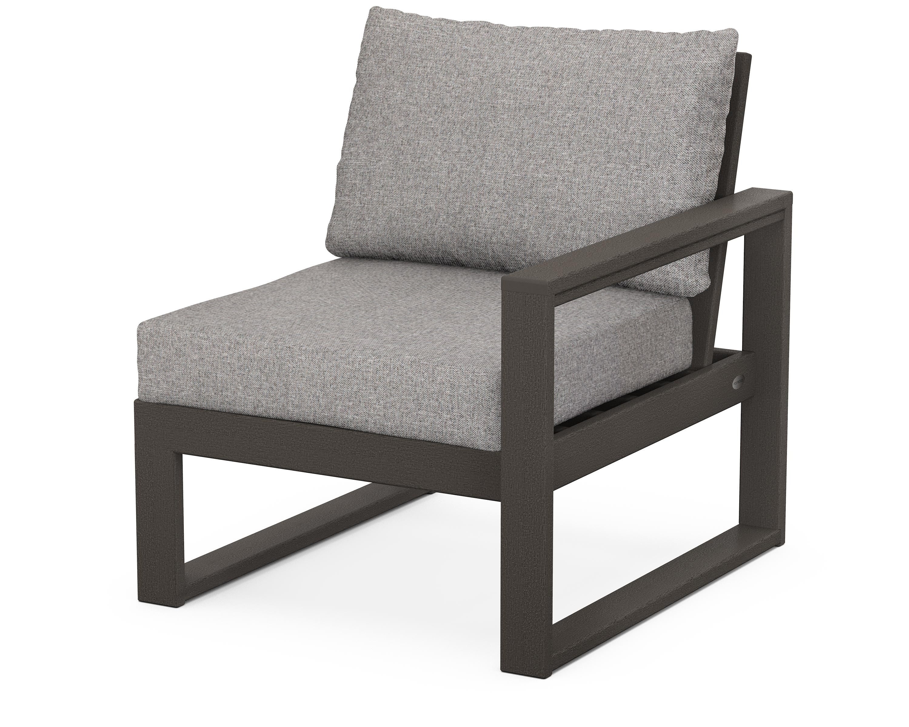 POLYWOOD® EDGE Modular Right Arm Chair in Vintage Coffee / Grey Mist