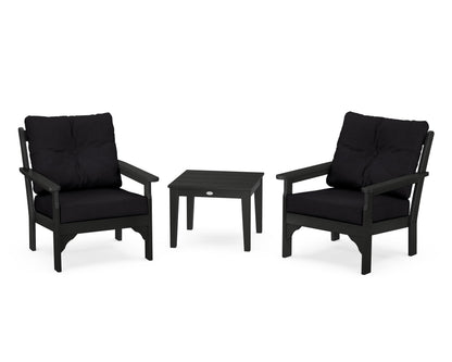 POLYWOOD® Vineyard 3-Piece Deep Seating Set in Black / Midnight Linen