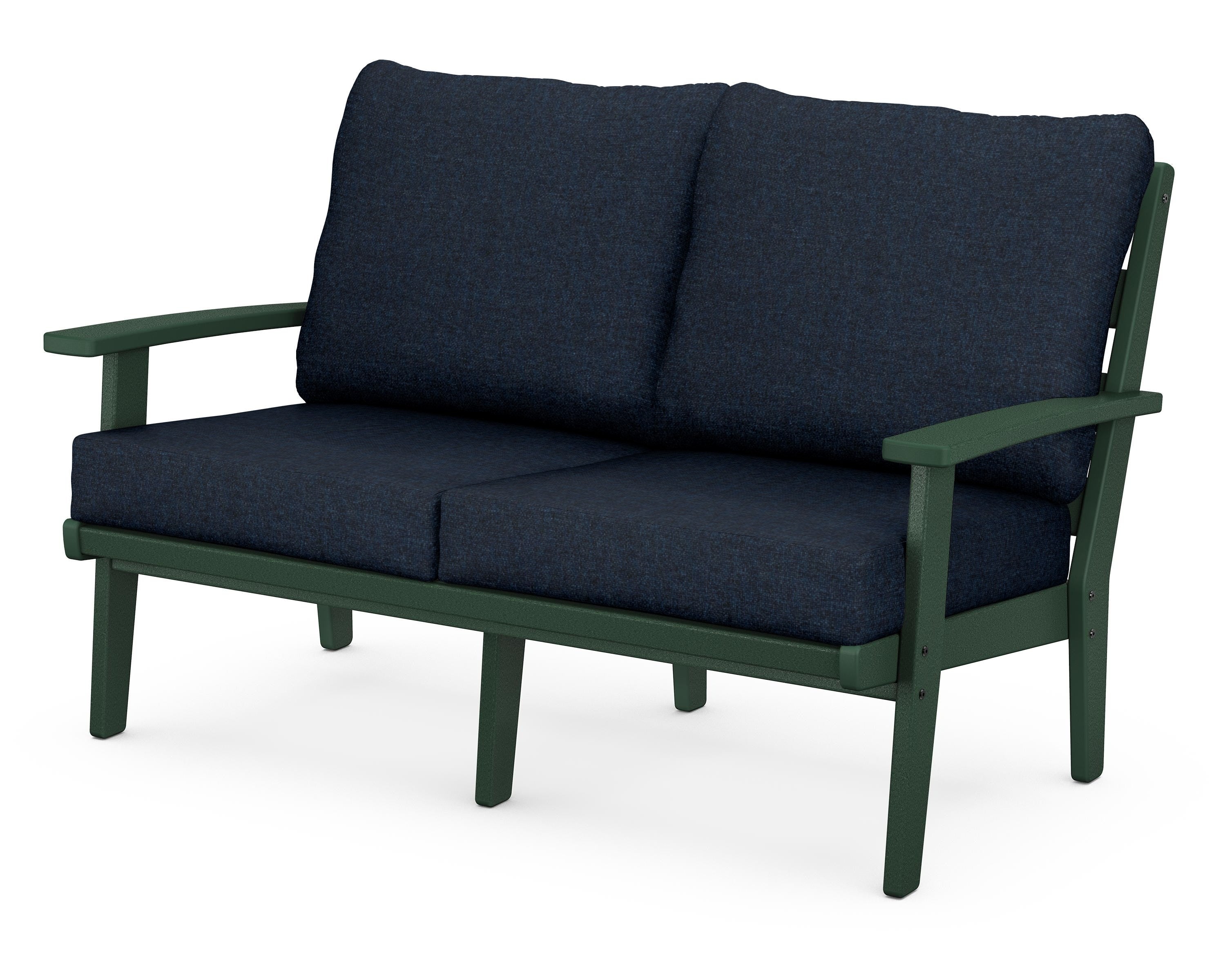 POLYWOOD® Grant Park Deep Seating Loveseat in Green / Marine Indigo