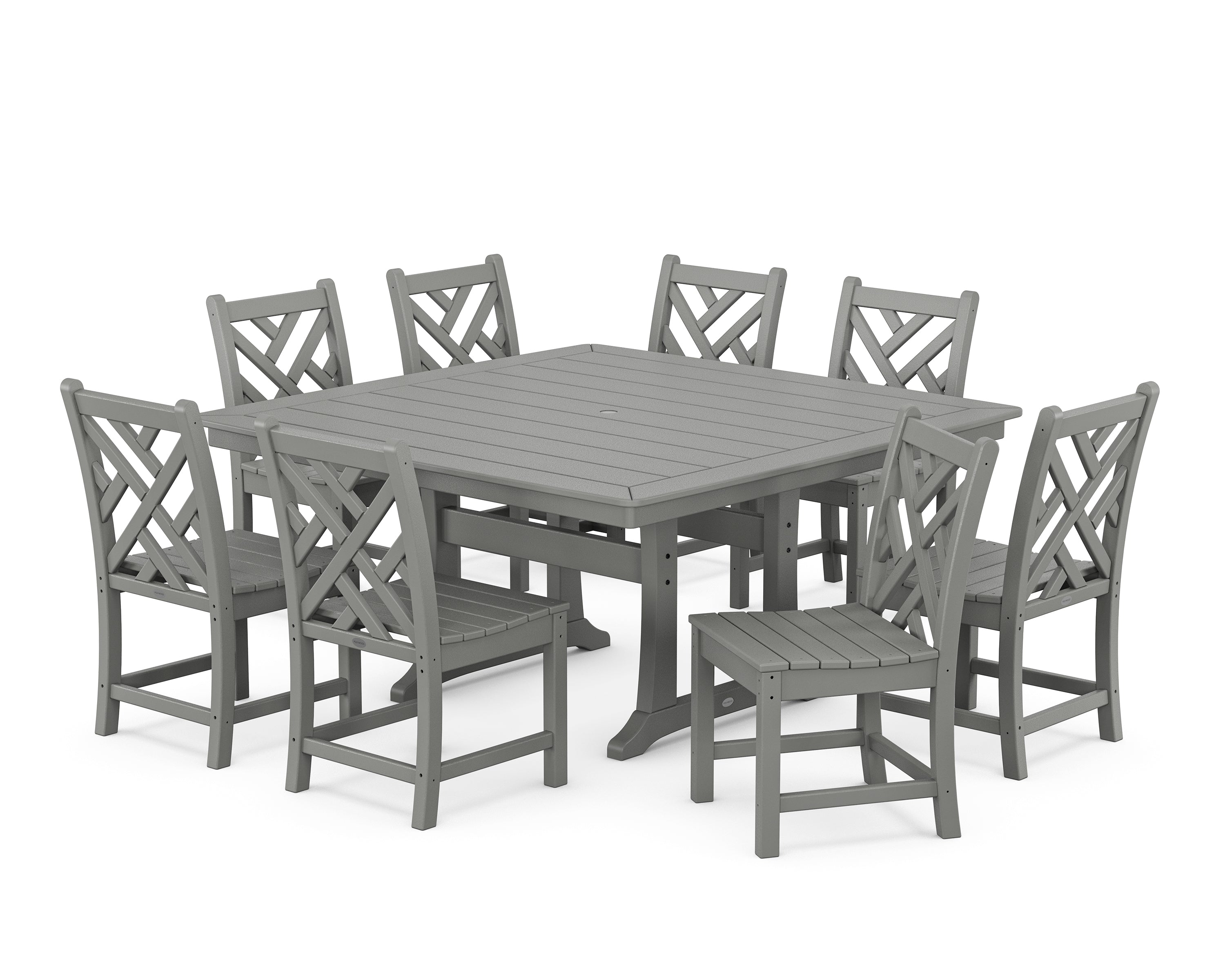 POLYWOOD® Chippendale 9-Piece Nautical Trestle Dining Set in Slate Grey
