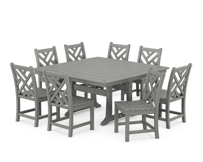 POLYWOOD® Chippendale 9-Piece Nautical Trestle Dining Set in Slate Grey