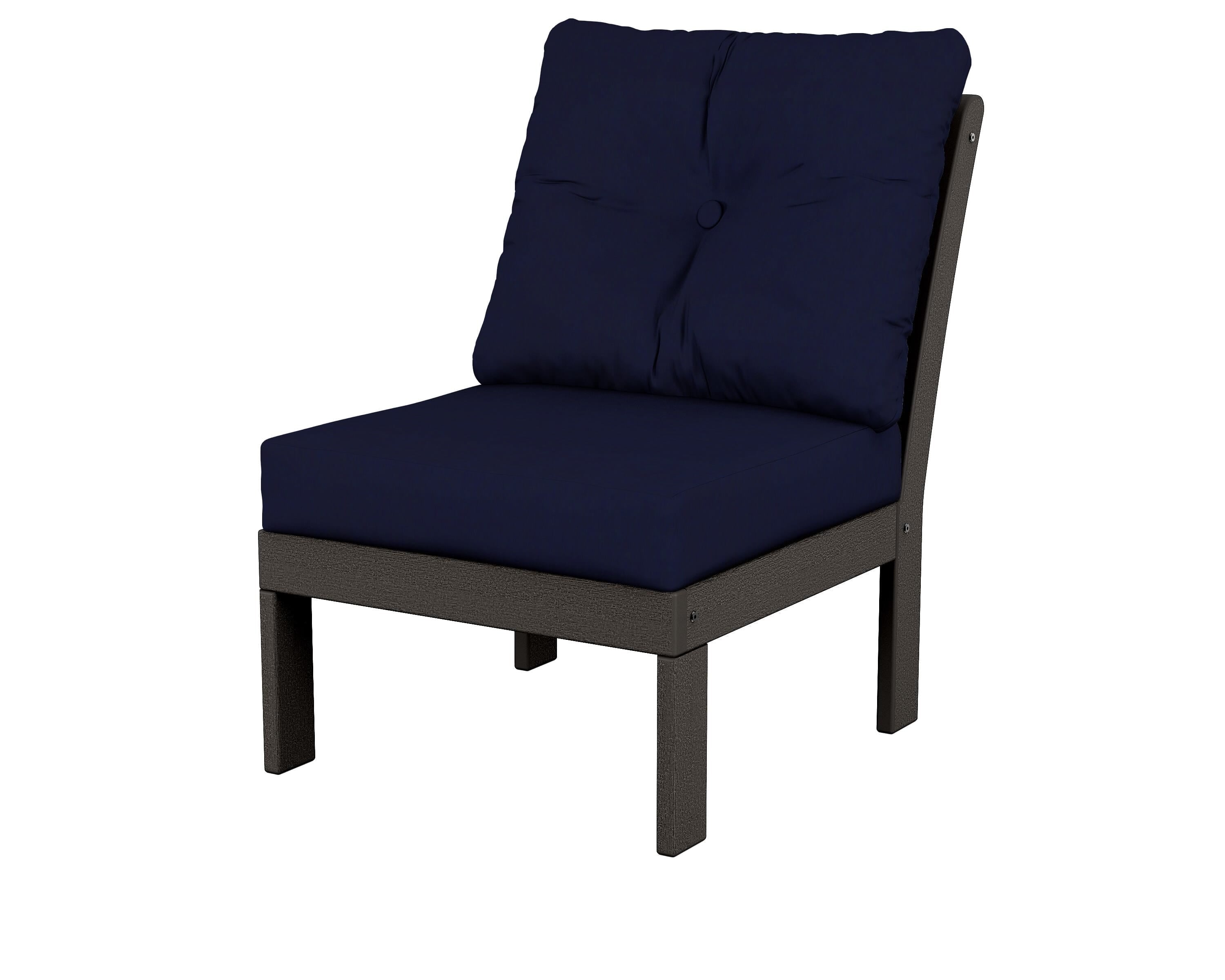POLYWOOD® Vineyard Modular Armless Chair in Vintage Coffee / Navy