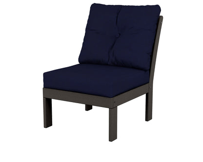POLYWOOD® Vineyard Modular Armless Chair in Vintage Coffee / Navy